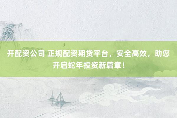 开配资公司 正规配资期货平台，安全高效，助您开启蛇年投资新篇章！